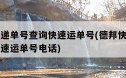 德邦快递单号查询快速运单号(德邦快递单号查询快速运单号电话)