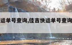 佳吉快运单号查询,佳吉快运单号查询物流信息